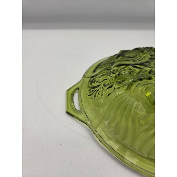 Vintage Indiana Glass Killarney Avocado Green 8" Divided Relish Dish Handle - Picture 10 of 10